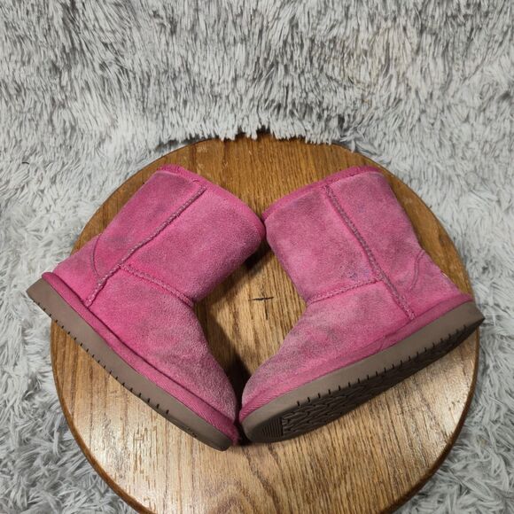 Koolaburra by Ugg Toddler Kid Sz 10 Sherpa Lined Pink Suede Winter Slip On Boots - Picture 4 of 11